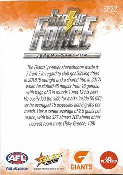 2019 Select Footy Stars - Strike Force #SF22 Jeremy Cameron Back